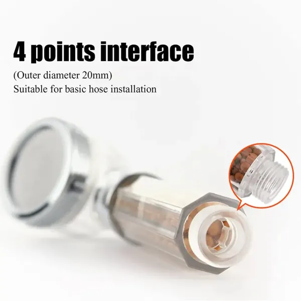 Chrome Surface Finishing ABS Plastic High Pressure Filter Stone Handheld Shower Head