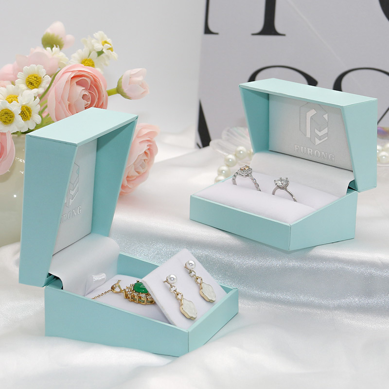 High End Sky Blue Plastic Paper Luxury Jewelry Box Customized Luxury Earring Gift Box