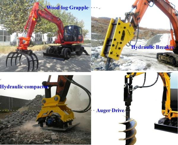 43.6kw 7t Earth Excavation Machine HT75W With Four Wheel