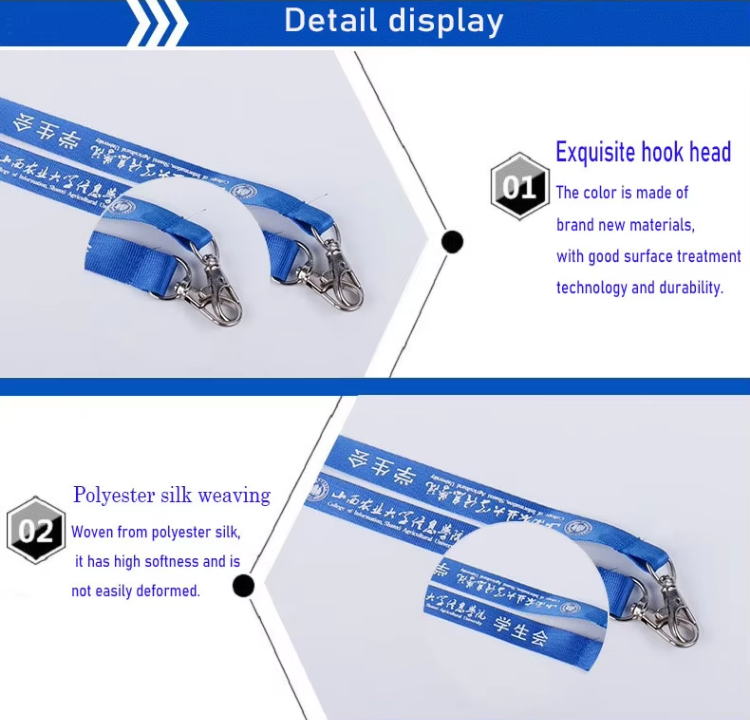 Custom Logo ID Card Holder Lanyards Personalized Polyester Neck Strap Lanyards With Hook