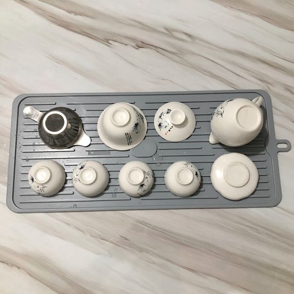 Amazon Original Drying Mat Silicone Dishes Drying Kitchenware BPA Heat Resistant Folding Dining Table Custom Dish Draining