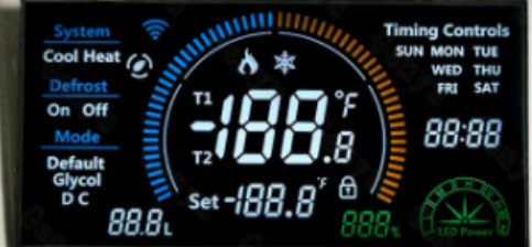 3.0V Negative Transmissive Custom Segment LCD Display with Metal Pin Connection