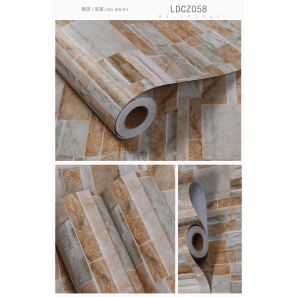 Commerce Waterproof Vinyl Wallpaper Sticker for Bathroom and Kitchen Decoration Adhesive Installation Resistant to Moisture