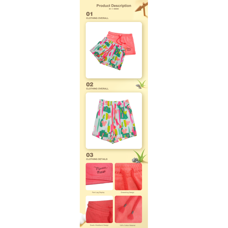 Printed Skin Friendly Anti-shrink Infants Sweatpants Fashion Beach Pant Summer Set Organic Cotton Baby Girl Shorts