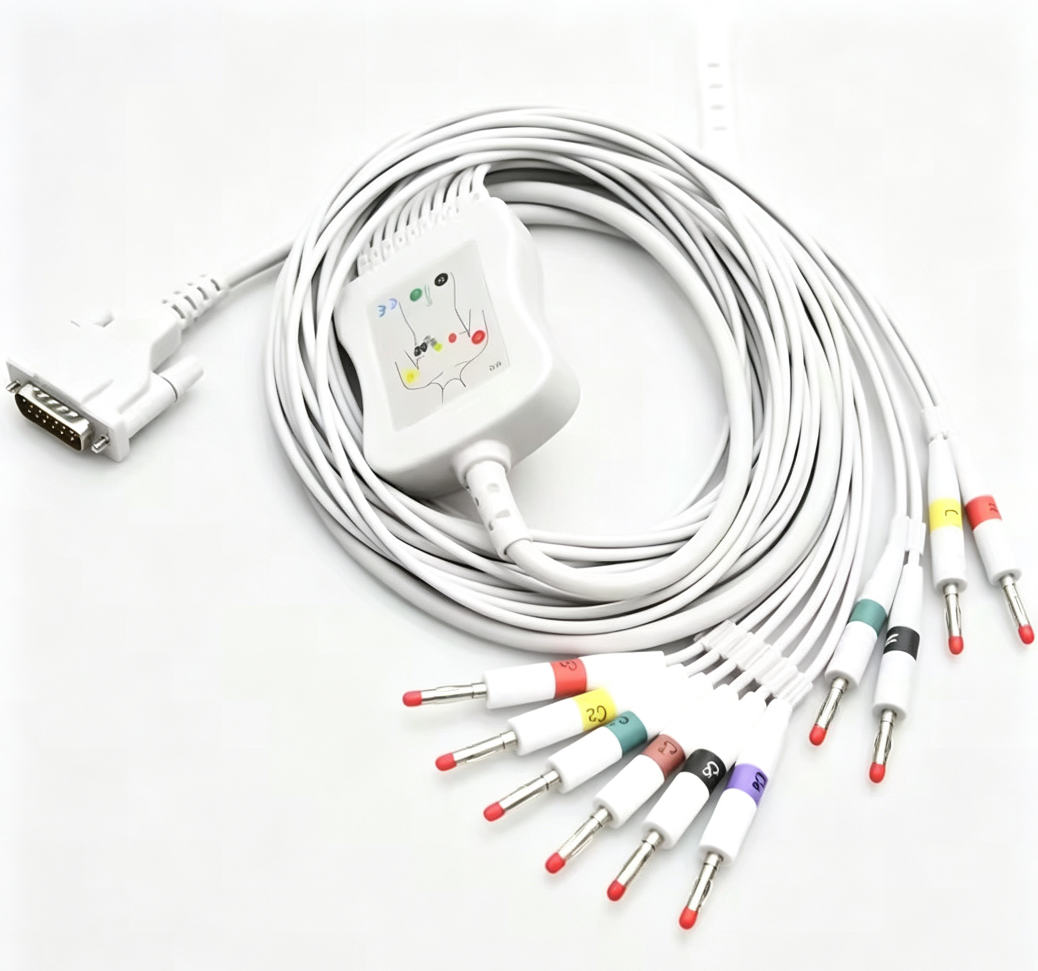 DB15 ECG Cables And Leadwires AHA ECG Trunk Cable 3m For Schiller AT3/AT5/AT6/AT10/AT60