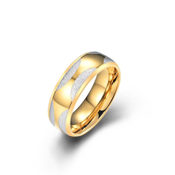 Joaillerie simple pour hommes anneau en acier inoxydable motif de fleur 8 mm