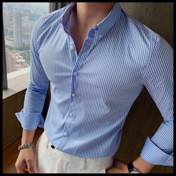 Custom Polyester Solid Cotton Formal Shirts Long Sleeve Slim Fit For Men Professional