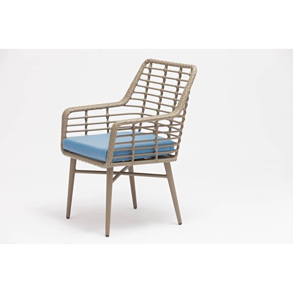 Silla de rotín de jardín con marco recubierto en polvo para muebles exteriores resistentes al agua y al sol