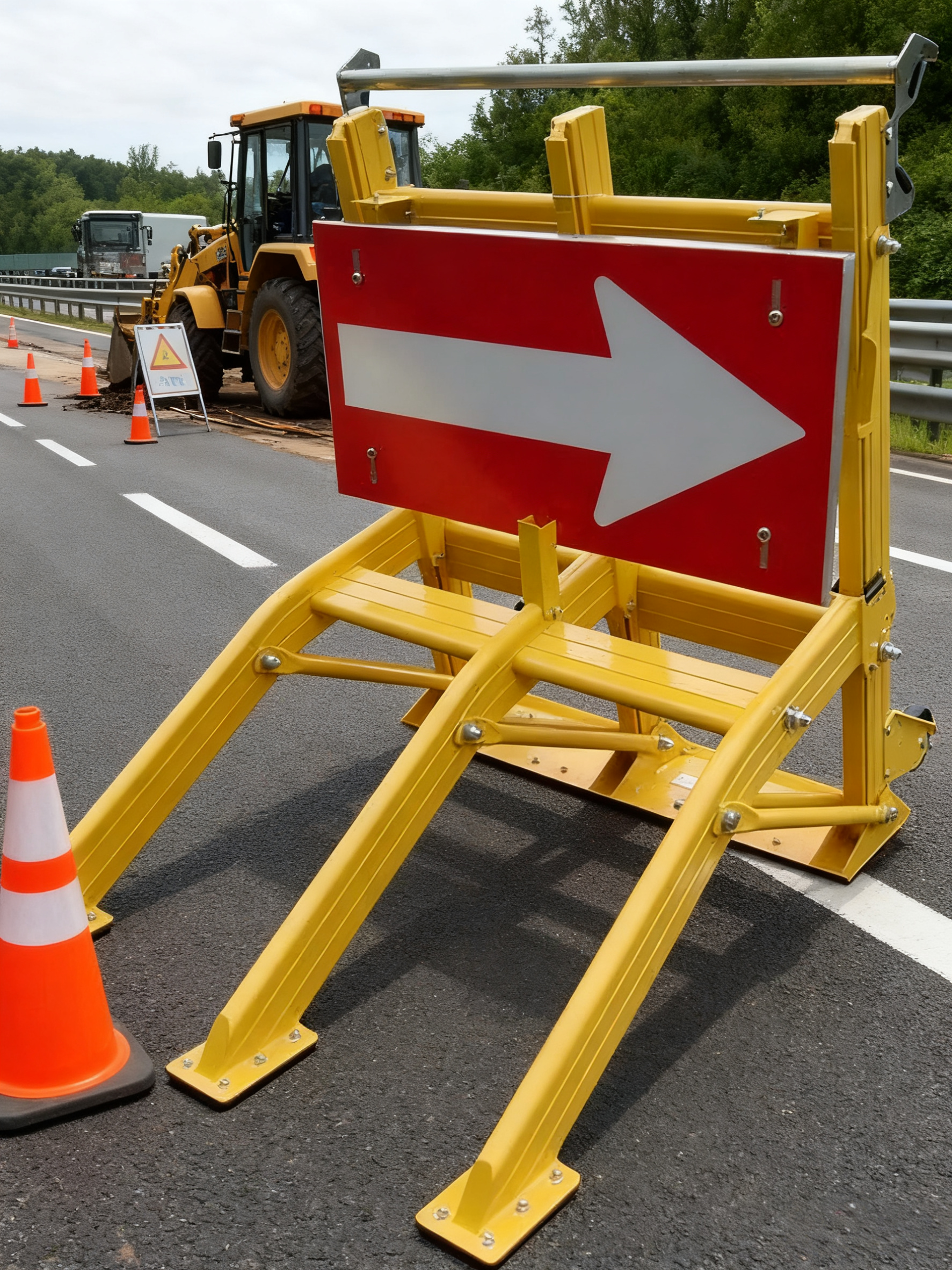 Foldable Lightweight Vehicle Interceptor with One-Person Deployment for Construction Safety Mobile Barrier