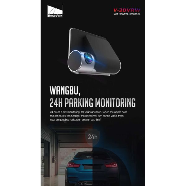 Сенсорный экран Auto Blackbox DVR Dash Cam 24-часовая запись с двойным зеркалом заднего вида объектива