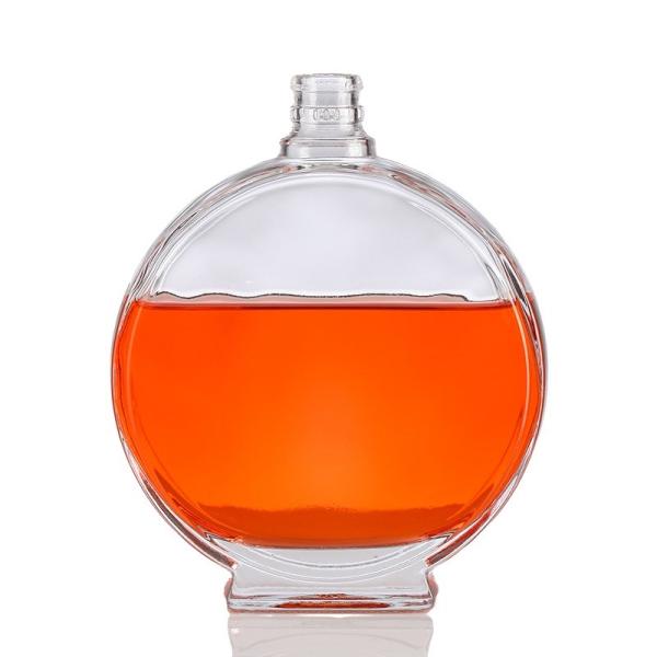 Garrafa de vidro em relevo para brandy uísque vodka rum tequila estampagem a quente grande capacidade
