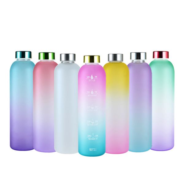 Botellas de agua de vidrio a prueba de fugas de 18 oz.