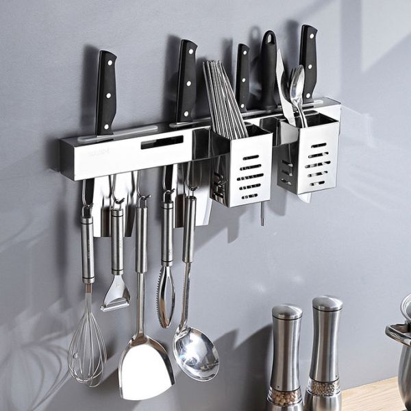 Wall Mount Kitchen Utensil Hanging Rack Stainless Steel SUS304 Multifunctional