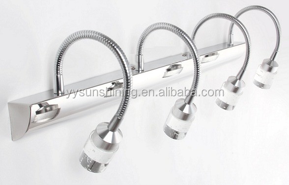 Customizable Easy Mount LED Flexible Goose Neck Bathroom Mirror Light IP 44 Wall Mount Mirror Lamp 3000k-6000k