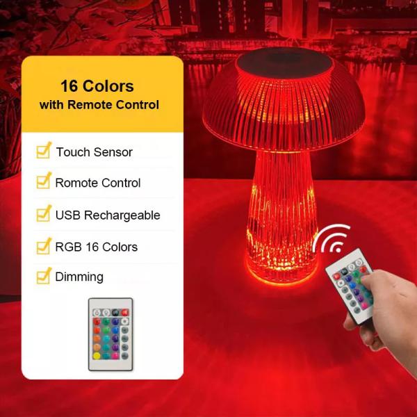 LED Mushroom Night Lights 16 Color 1200mAh Jellyfish Night Light