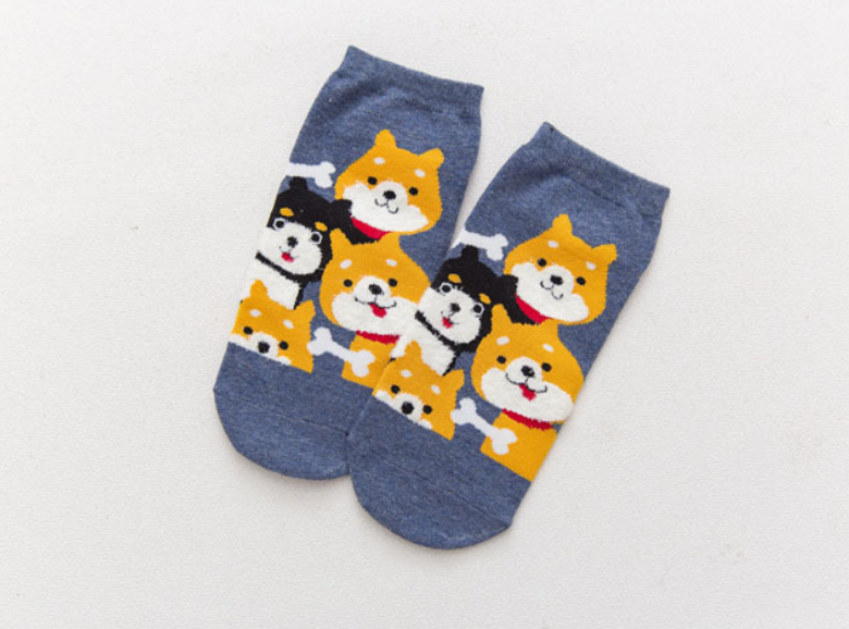 Breathable Cute Dog Ladies Ankle Socks , Organic Cotton Short Socks Womens