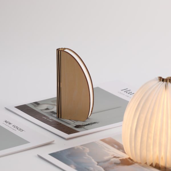 Wooden Folding Book Paper Origami Table Lamp Reading Warm White Night Light