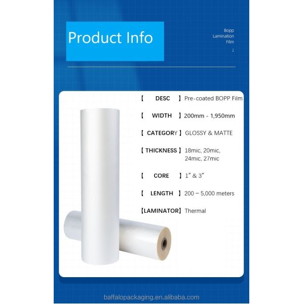 27 Micron BOPP Thermal Lamination Film Matt Thermal Lamination Film Dry Laminating by Korea Eva Plastic Glue