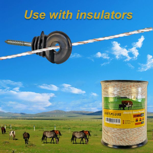 Electric Fence Wire with 9 Strands Stainless Steel Conductors for Reliable Conductivity, 3mm Diameter Portable Electric Fence Polywire, UV and Rust Resistant