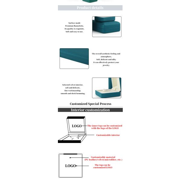 Package de bijoux Boîte à anneaux de collier en fer pour taille personnalisée Grade Hanhong Emerald