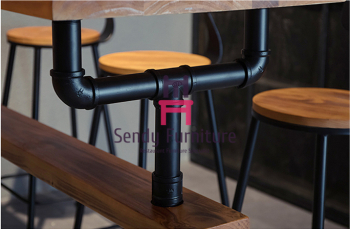 Основание дизайна трубки таблиц ресторан бара верхней части твердой древесины с Фоотрест Комфотабле