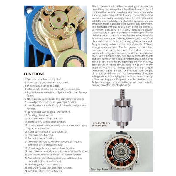 Электроснабжение DC24V 8 м длины рукава бум барьер с светодиодным светом и механизм без пружины