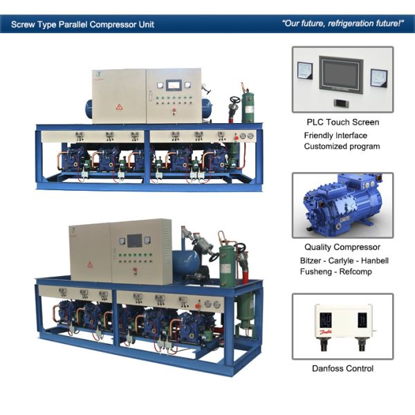 Cattle Meat Cooling  Condensing Units Parallel Compressor Racks
