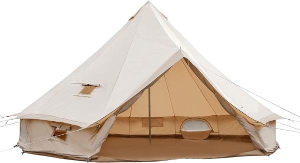 Outdoor Camping Retro Tent, Luxury Glamping Tent Waterproof Canvas Tents for Family Camping Outdoor Hunting Party