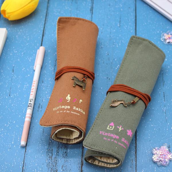 FRESH AND FASHIONABLE LARGE CAPACITY PEN BAG PENCIL CASE SIMPLE CREATIVE JUNIOR HIGH SCHOOL MEN AND WOMEN CANVAS PENCIL