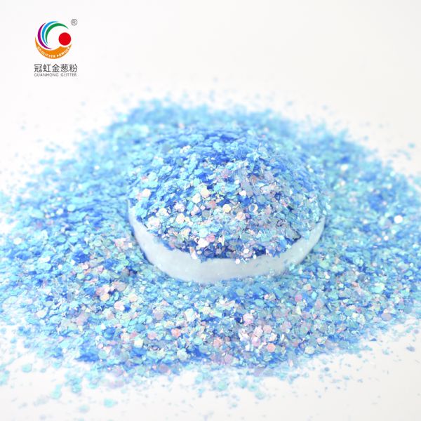 Irregular Chameleon Iridescent Blue Chunky Glitter In Bulk High Flash Cosmetic Grade
