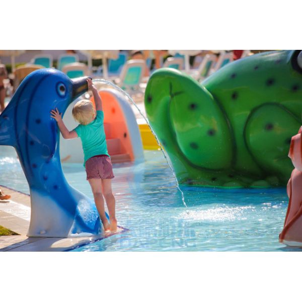Regadera de Aqua Water Toys Fiberglass Dolphin del patio para el cojín del chapoteo