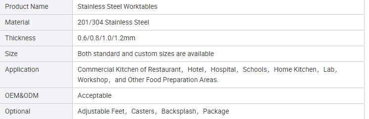 Customized Size Stainless Steel Workbench with Corrosion Resistance and 300 kg/㎡ Load Capacity