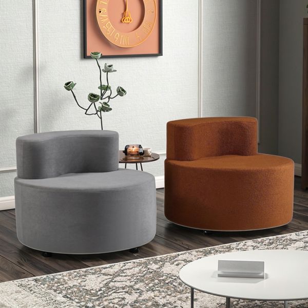 Modern Single Seat Round Tufted Chesterfield Sofa Fabric Lazy Sofa Bag Sofa Balcony Leisure Seat Single Chair for Bedroom