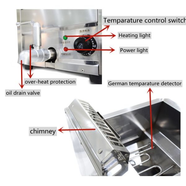 sartenes profundas eléctricas comerciales del tablero de la mesa de 3.6kw 18L, Chips Fryer eléctrico