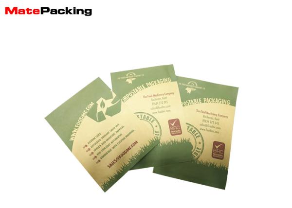 100% Biodegradable Kraft Paper Food Bags 0.12mm Thickness For Coffee / Snack