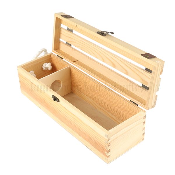 Wooden Wine Gift Box – Rustic Solid Wood Case for One Bottle, Perfect for Weddings, Birthdays, Anniversaries or Holiday Gifts