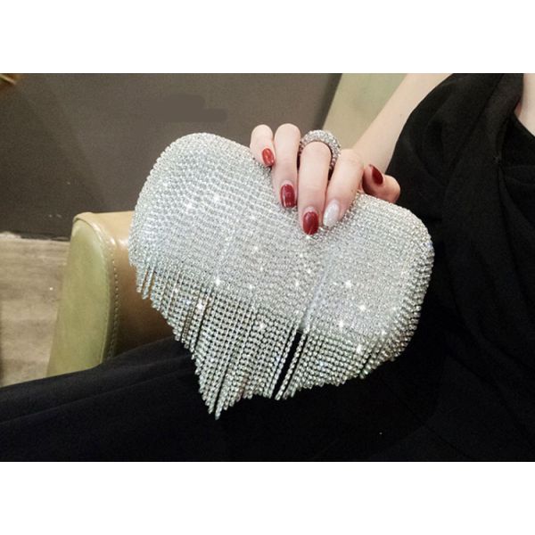 New style evening party bag diamond banquet bag tassel bag diagonal cross bag hand bag female dinner socialite party bag