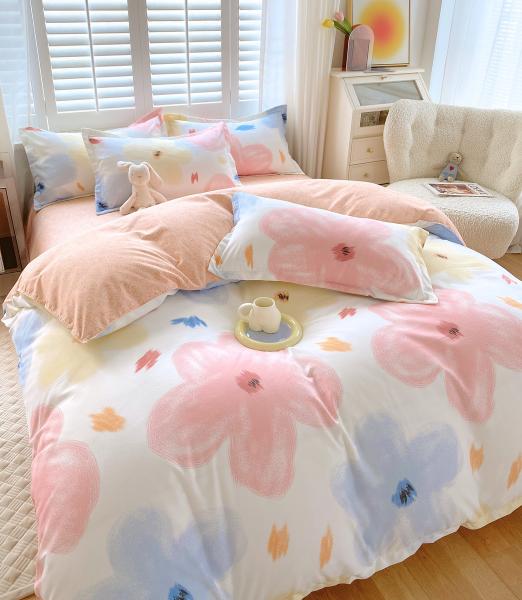 200TC de algodón lavado de lujo impresa poliéster cubierta de edredón de cama sábanas de cama conjunto para el rey
