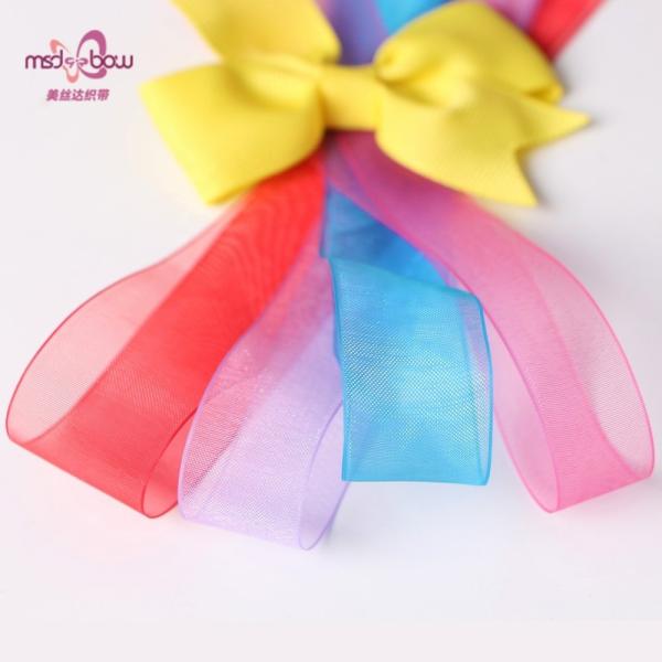 Double Face Style Solid Pink Polyester Organza Ribbon Roll para eficiência