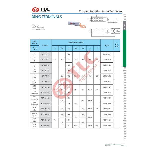 Aluminum Electrical Equipment Terminal Lug -40C-105C Copper Wire Aluminum Terminal