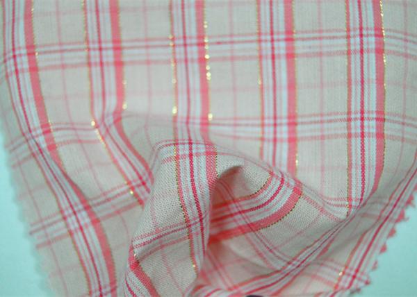 Luxury Shiny Gold Thread Yarn Dyed Plaid Fabric Bright Colored Printing