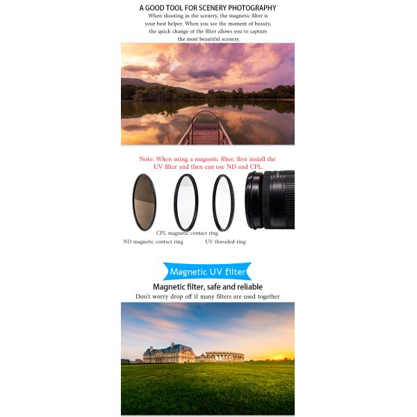 HD Camera Lens Filter magnetic ND filter 1000x 77mm Nanotec Coatings, Ultra-Slim