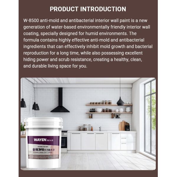 OEM ODM Anti-mold Antibacterial Interior Wall Coating Long-lasting Color Retention Moistureproof Water-based Wall Paint for Home