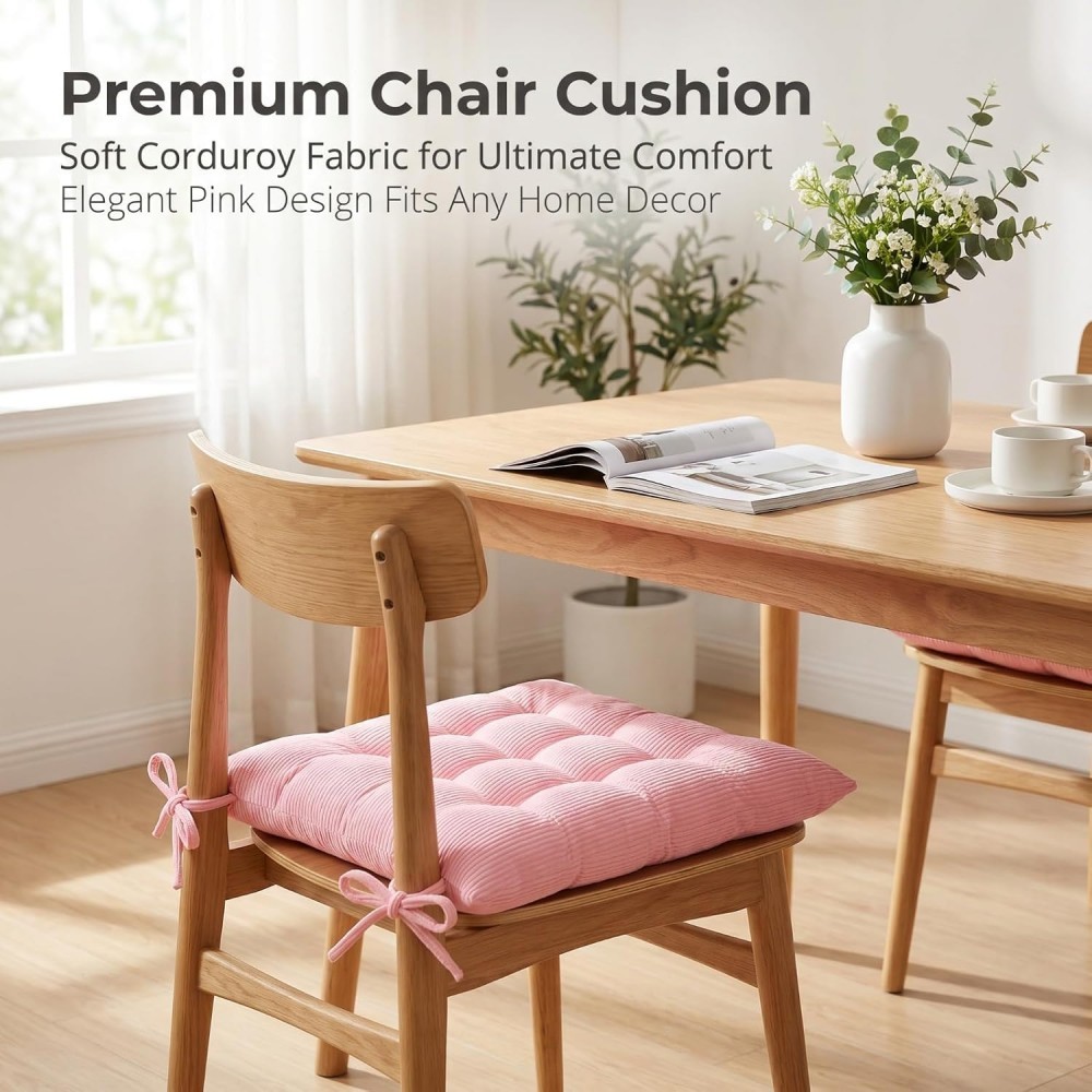 15.7 X 15.7 In Warm Corduroy Cushion Chair Pink Cord Cushions With Ties
