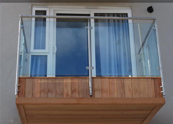 304 316 Stainless Steel And Glass Railing Systems , Tempered Glass Balcony Railing