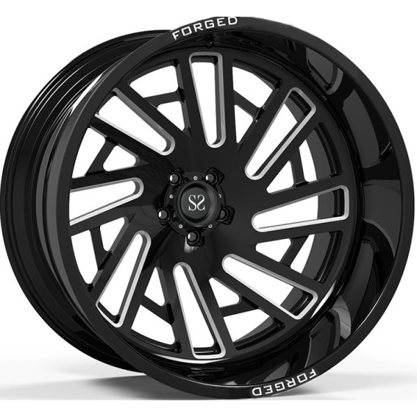 Off Road Rims 24x12 and 24x14 Gloss Black Deep Lip Customized 4x4 Wheels Rim