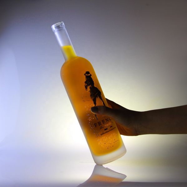 Wholesales 750ml 1000ml Frosted Decal Glass Bottle for Beer Vodka Whisky Spirits