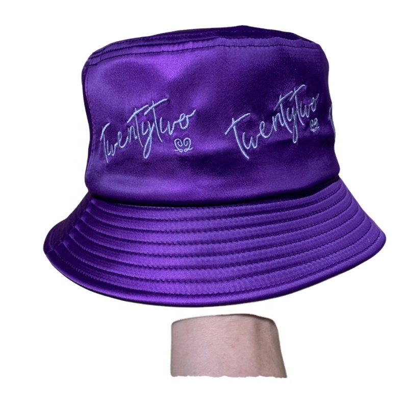 Custom Bucket Hats Embroidery logo Custom Digital Printing Sun Visor Satin Bucket Hat