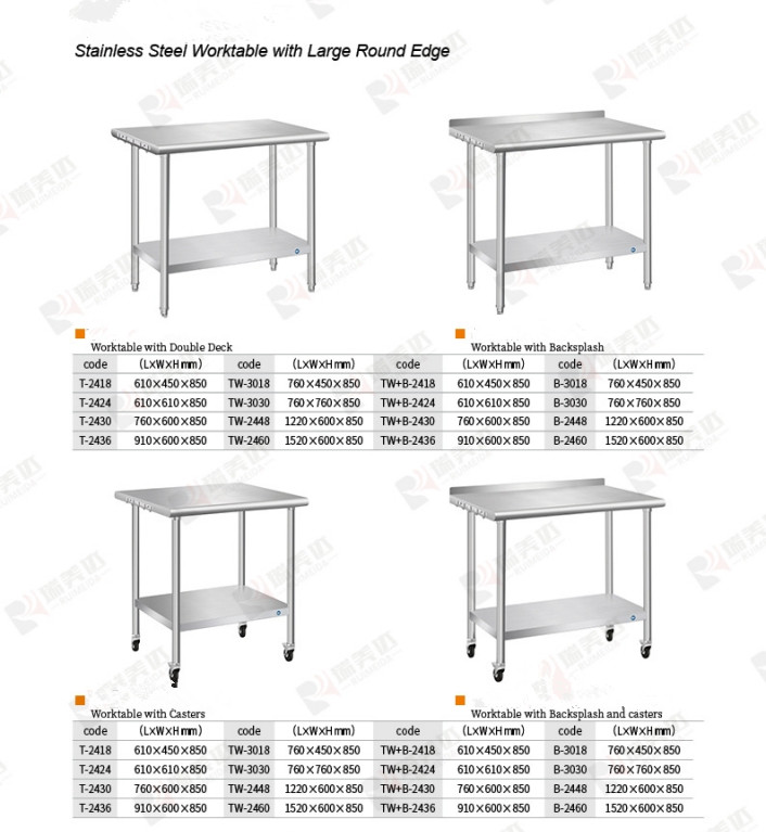 Corrosion Resistant Heavy-Duty Stainless Steel Work Table with Customizable Size for Commercial Kitchens