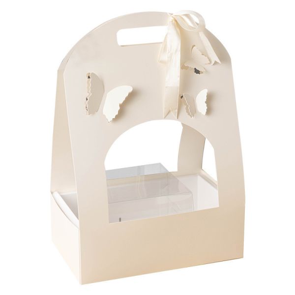 Настроенный логотип Подарок Рукой Бабочка для творческой свадебной цветочной корзины упаковки